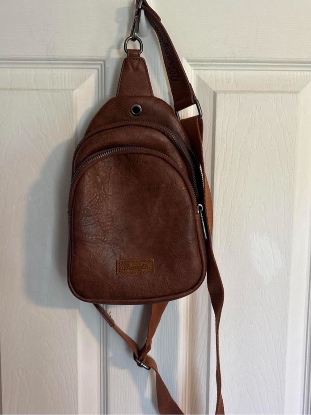 Wrangler Brown Leather Crossbody Sling Bag